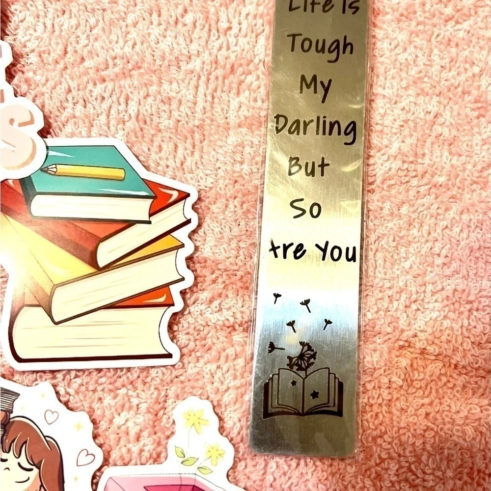Great gift set!  Journal, Metal Bookmark and Cute Sticker lot for journal!